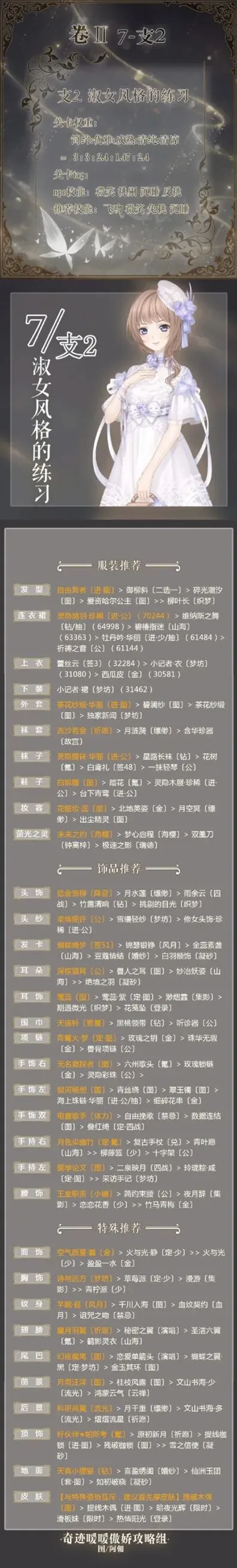 奇迹暖暖第二卷7-支线2淑女风格的练习完美S教程