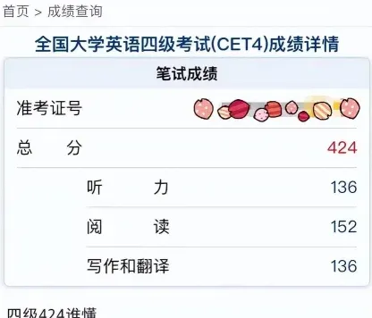 四六级成绩