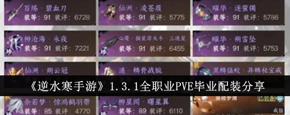逆水寒手游全职业毕业配装详解