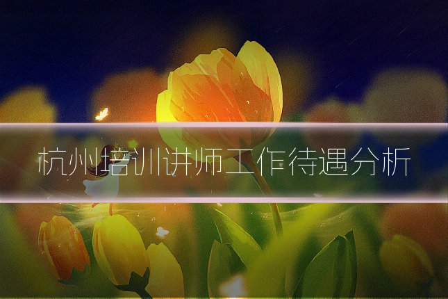 杭州培训讲师工作待遇分析